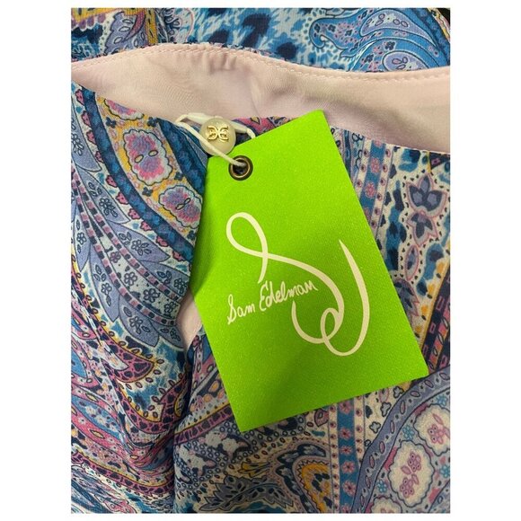NWT Sam Edelman Summer Paisley Ruffled Midi | Blue Multi Asymmetrical Hem | Sz 4 - Picture 8 of 15